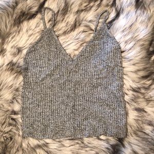 Brandy Melville knit spgtti strap crop top